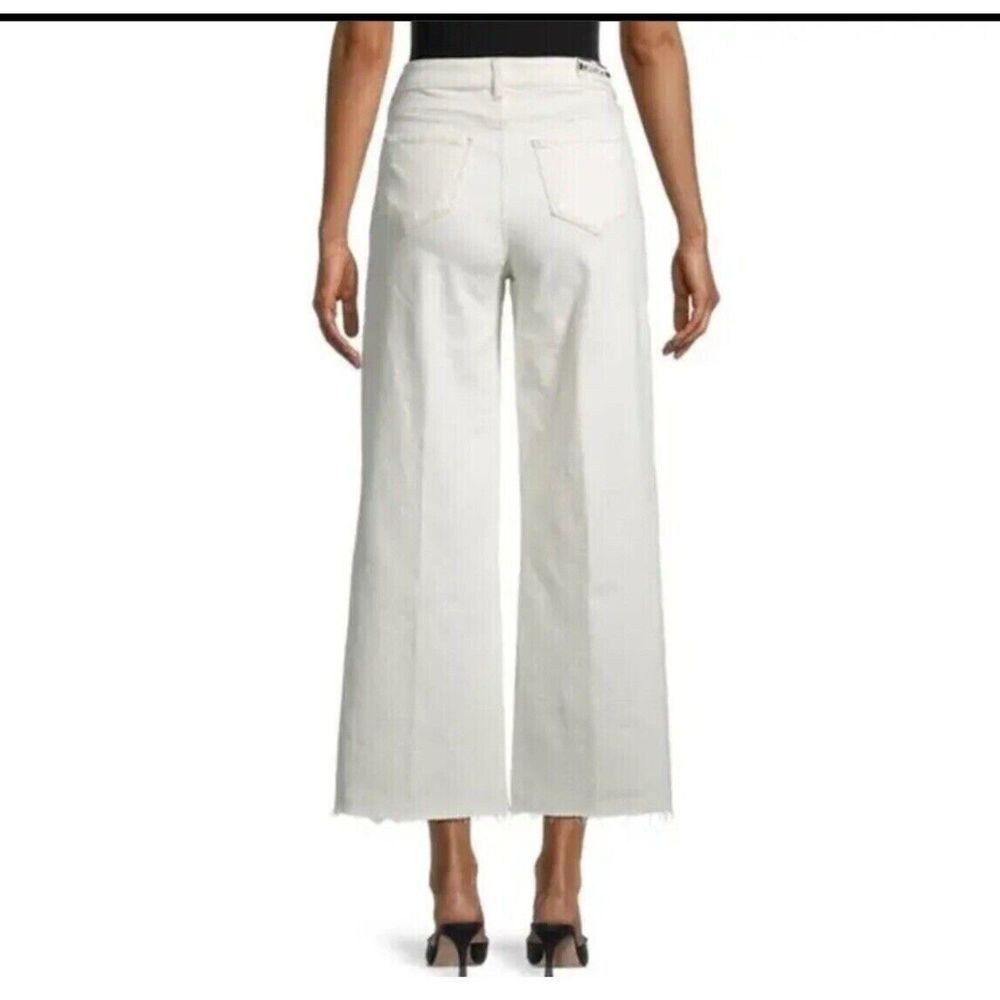 NWOT L’AGENCE Danica Wide Cropped Leg High Rise Jeans Raw Hem Macadamia Size 25